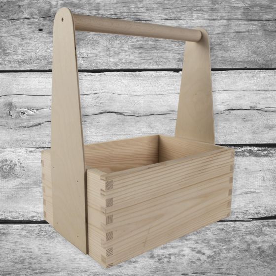 Wooden Tool Box / Plain Unpainted Caddy Carrier Holder