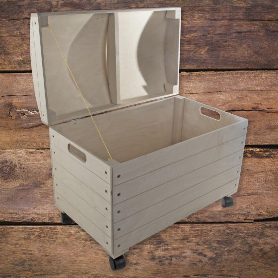 Extra Large Wooden Decorative Chest Storage Box on Wheels