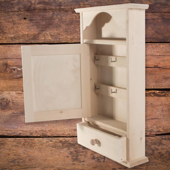 Wooden Key Box Cabinet 6 Hooks