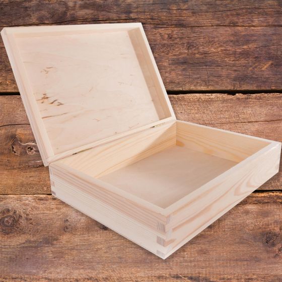 Rectangular Shallow Wooden Box With Lid RPB410R