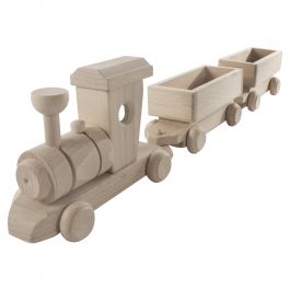 Wooden Railway Engine Train Set Two Carriages Beechwood Vehicle ...